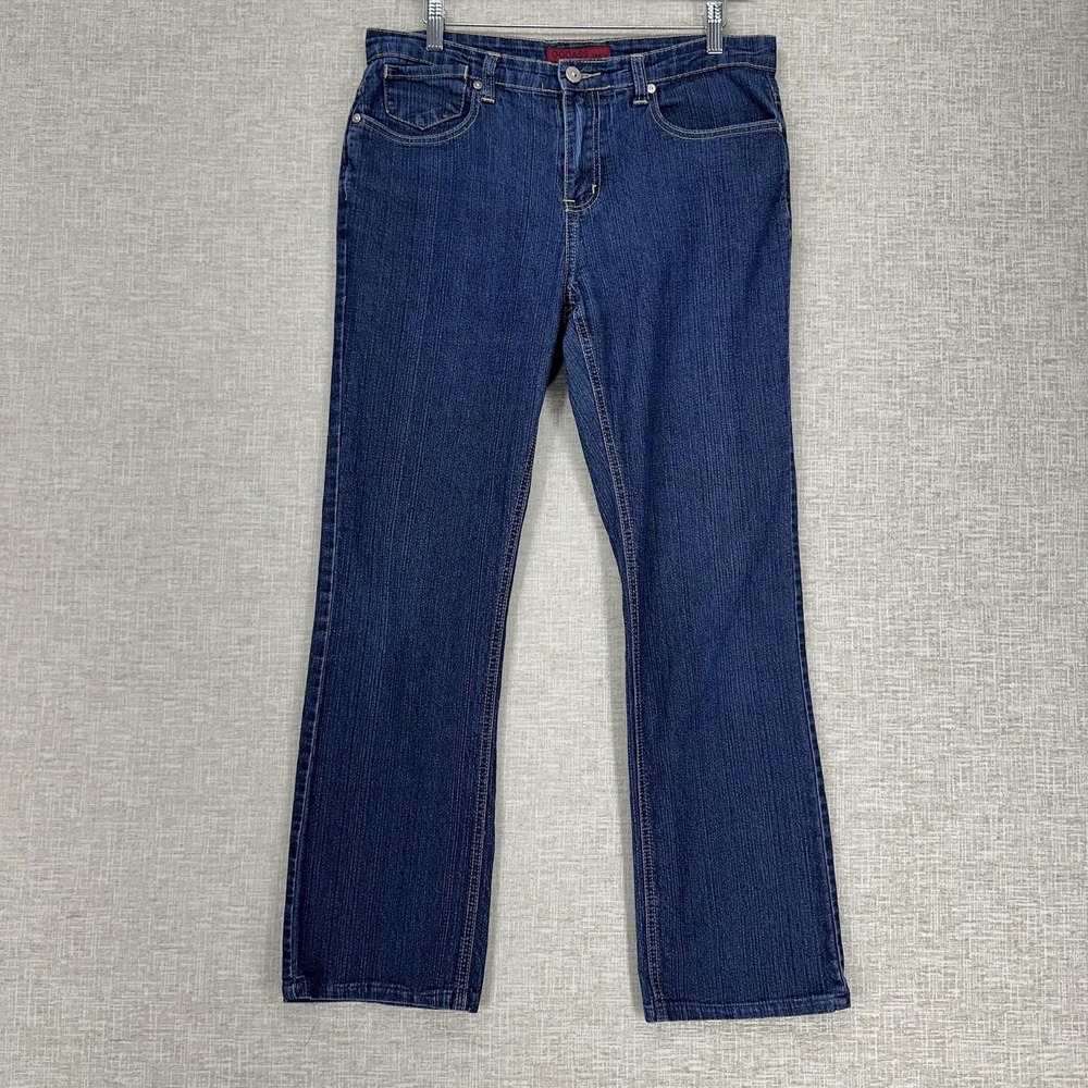Gocass Jeans Womens 10 Blue Straight Leg Denim Floral Embroidered Back Pockets